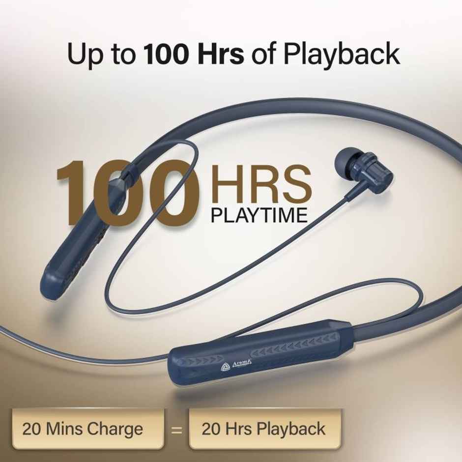 Aroma Nb124 Avenger - 100 Hours Playback | Wireless Bluetooth Neckband | Voice Changer|Blue