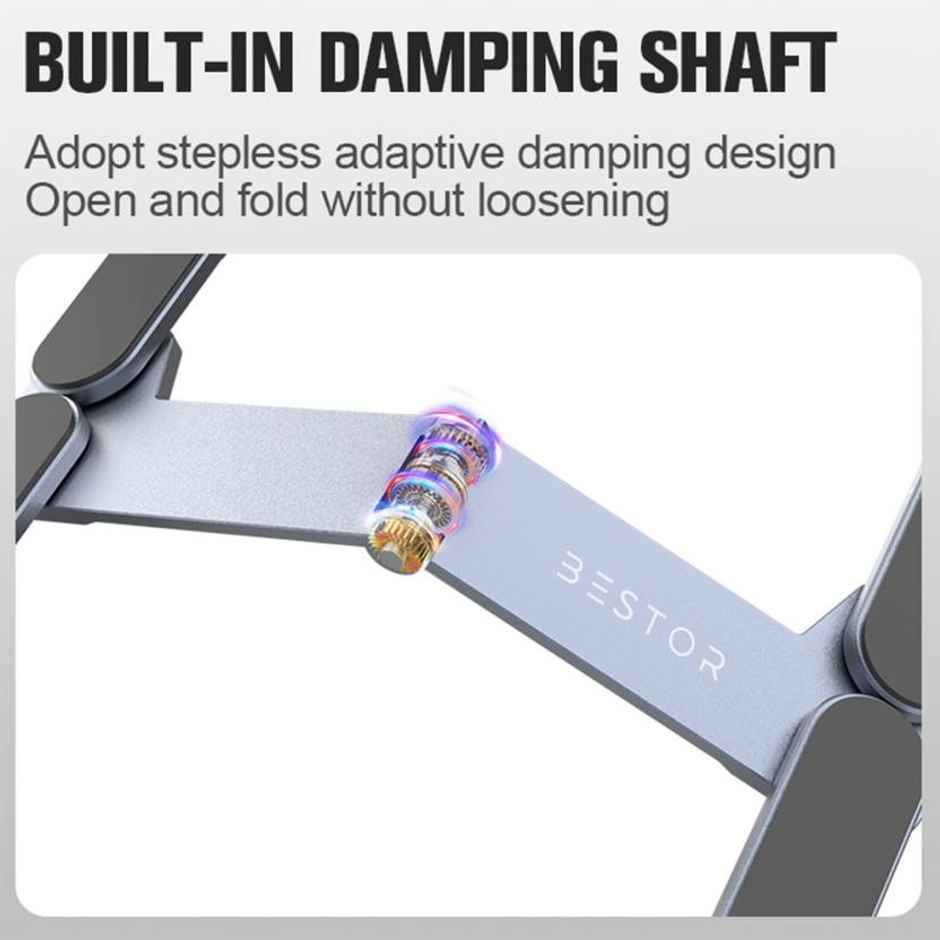 Bestor H-Shape Laptop Stand Compact Aluminum For Desk Built-In Damping Shaft,6-Levels Adjustable