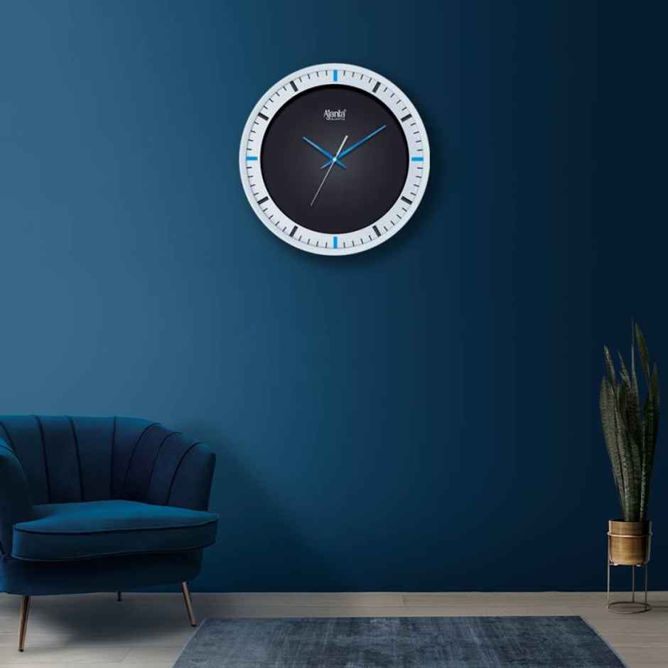 Ajanta Analog 30 cm x 29 cm Wall Clock | Blue | With Glass