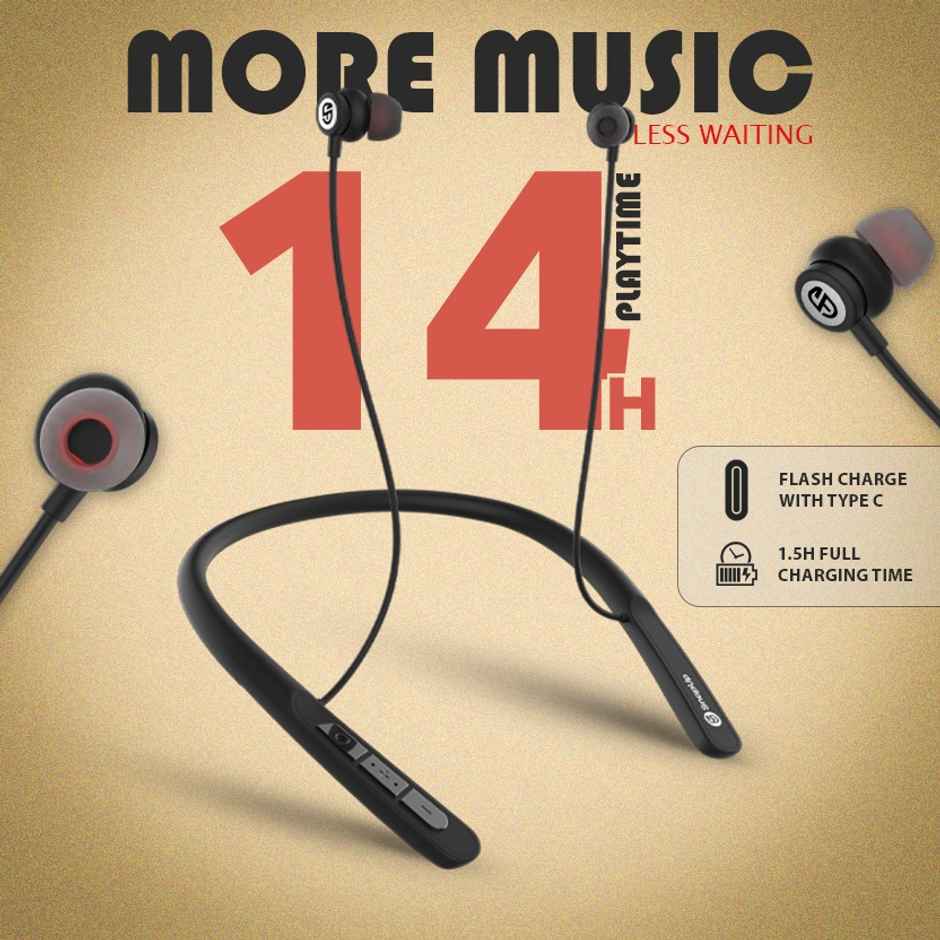 SnapUp Musique Basspro Bluetooth Wireless Neckband - Deep Black