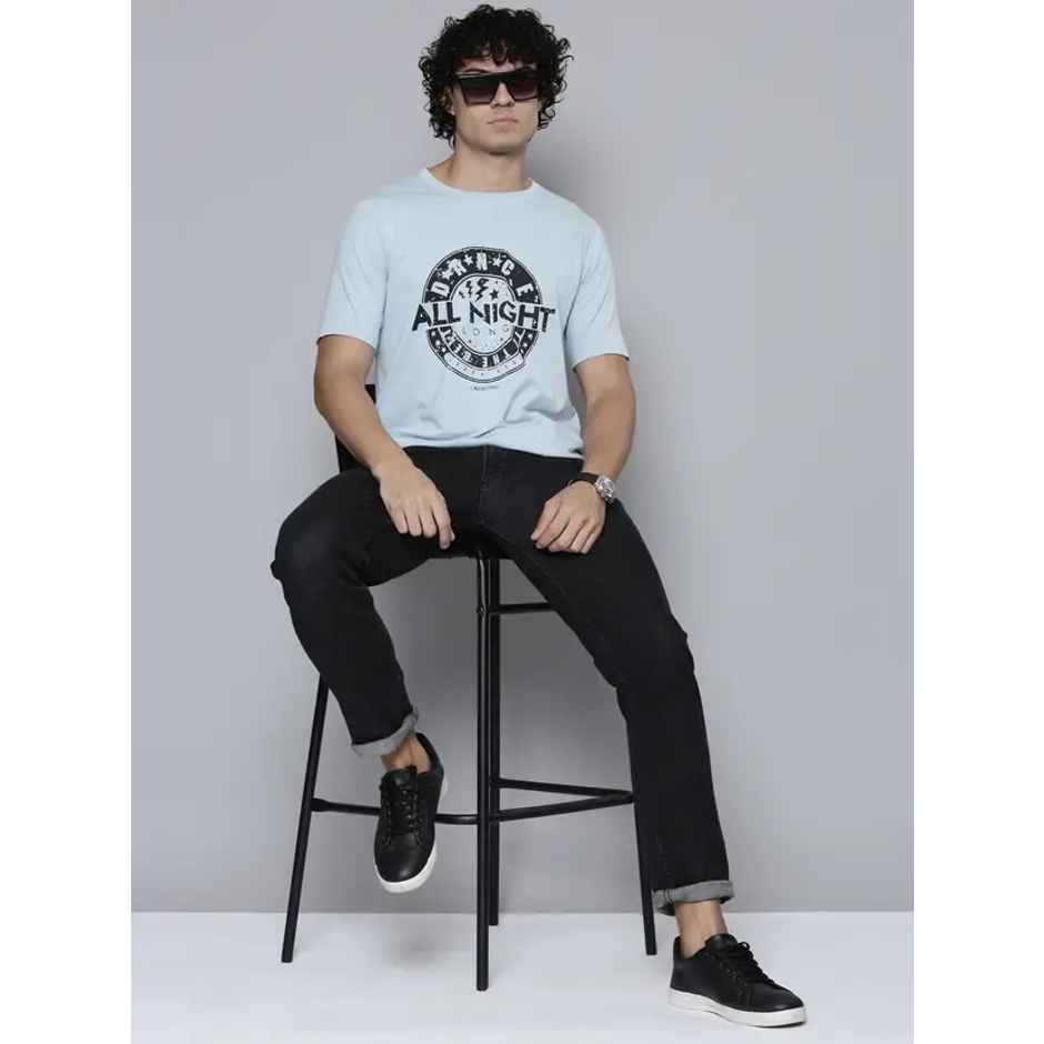 Smartees Men's Printed T-shirt | Sky Blue - L