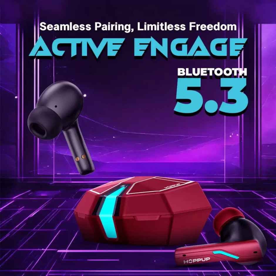 Hoppup Xo6 Gaming Earbuds With 35Ms Low Latency, RGB LED, 13Mm Drivers (Red, True Wireless)