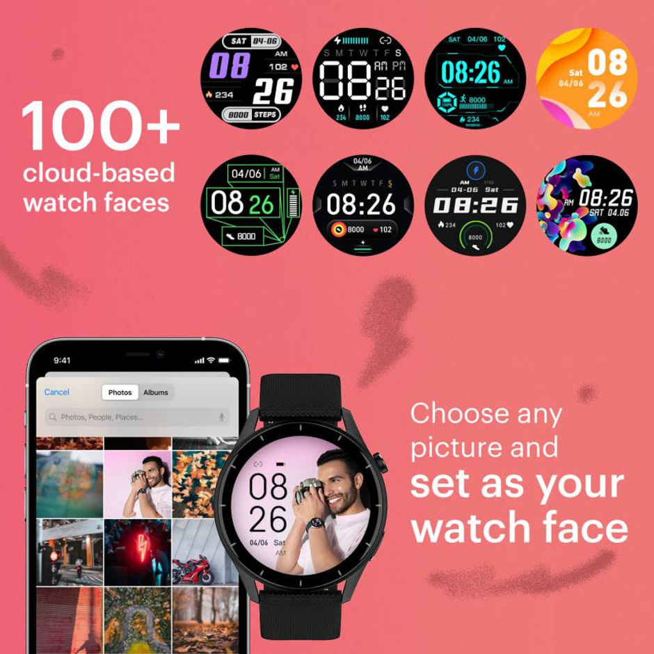 Noise Crew Smartwatch with Bluetooth Calling | 1.38" TFT Display | IP68 Water Resistance - Jet Black