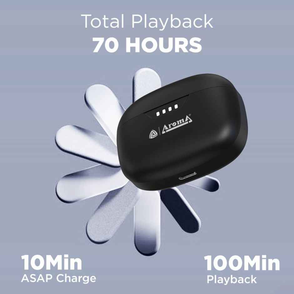 Aroma Nb138 Ascrow - 70 Hours Playback | TWS | Fast Charging | ANC With 32Db Noise Cancellation | Black