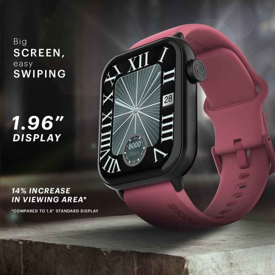 Noise ColorFit Mighty Smartwatch with Bluetooth Calling | 1.96" Display | SpO2 Monitor - Burgundy Wine