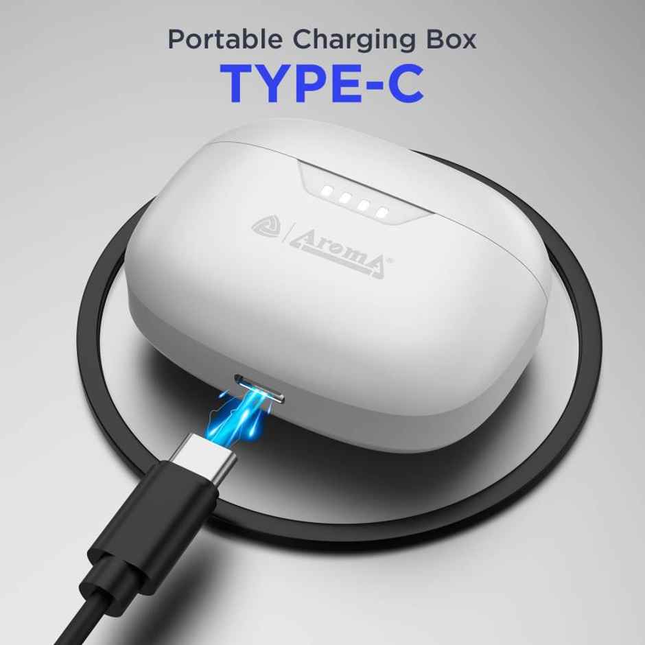 Aroma NB138 Ascrow - 70 Hours Playback | TWS | ANC with 32dB Noise Cancellation | White