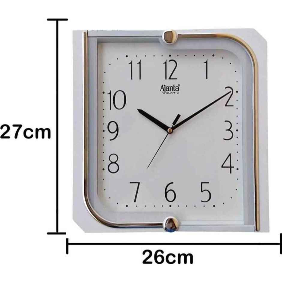 Ajanta Analog 27 cm x 26 cm Wall Clock | White | With Glass | Standard
