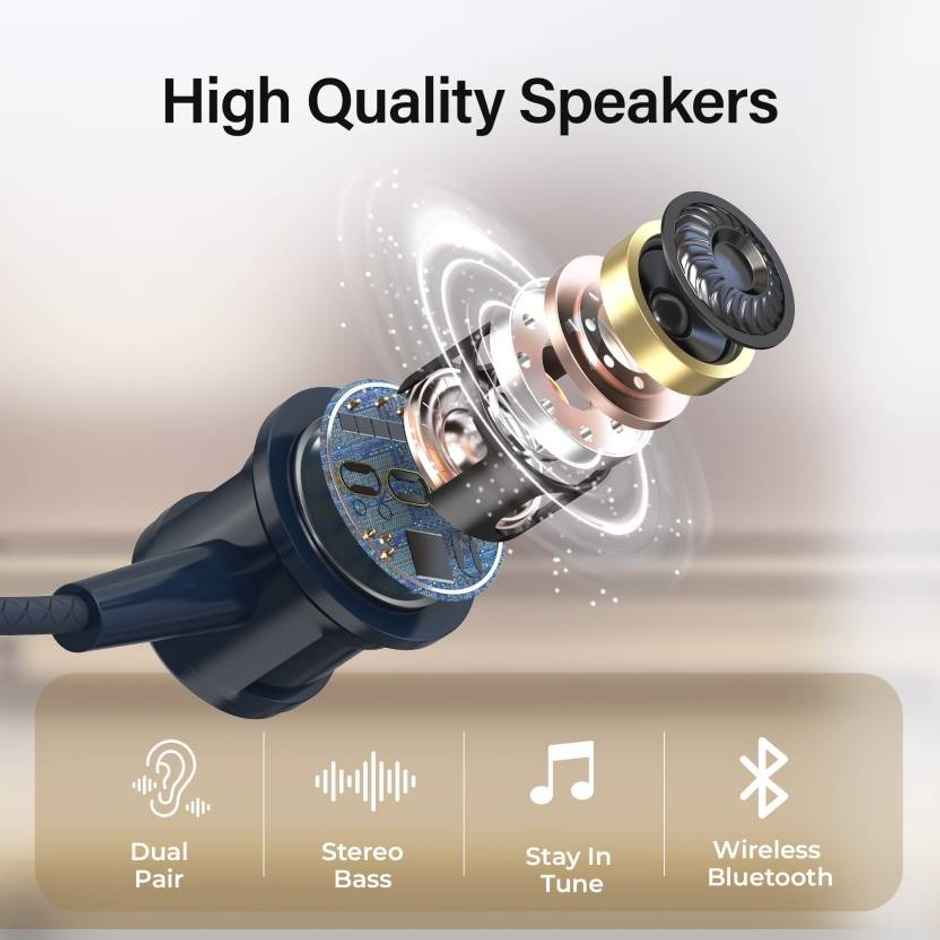 Aroma Nb124 Avenger - 100 Hours Playback | Wireless Bluetooth Neckband | Voice Changer|Blue
