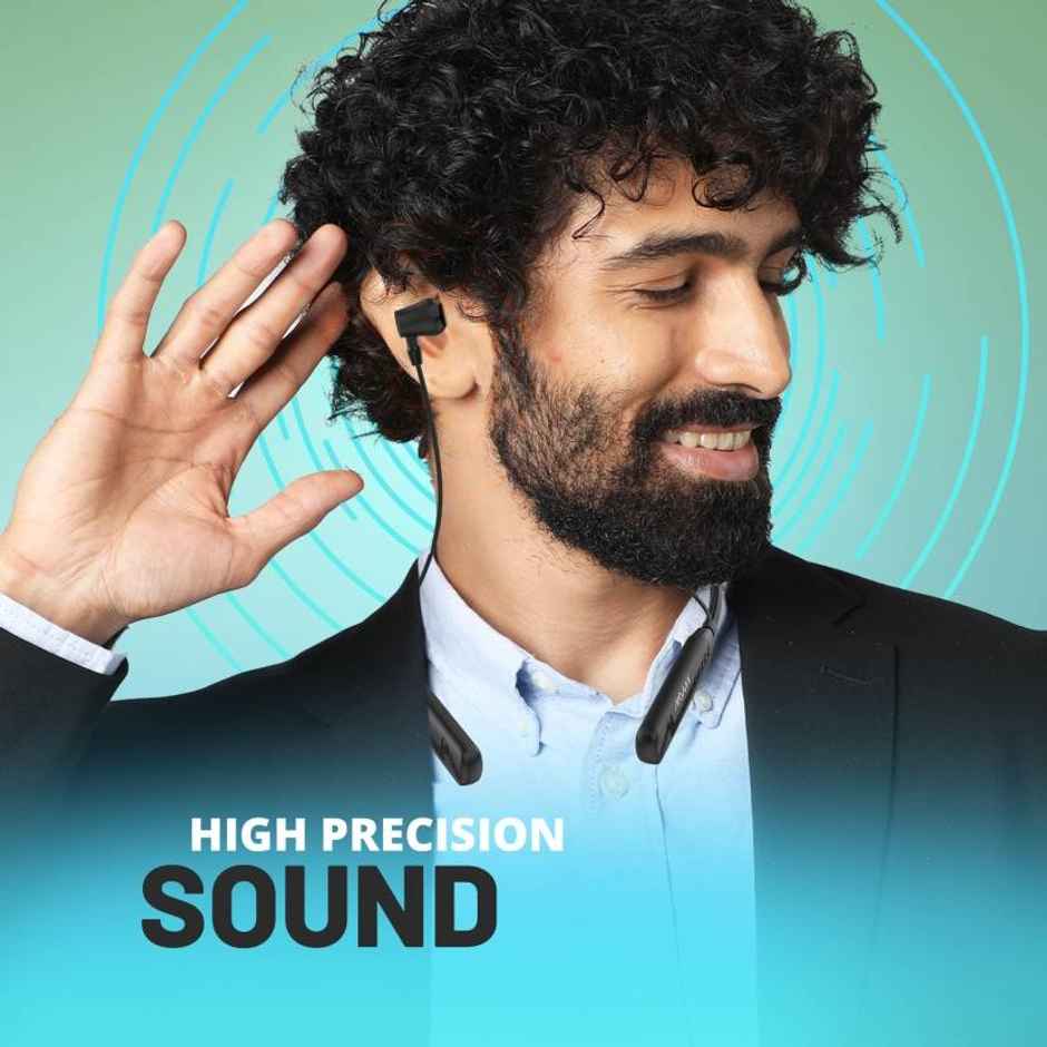 Aroma Nb119 Bold - 60 Hours Playback | Wireless Bluetooth Neckband | Voice Changer | Black