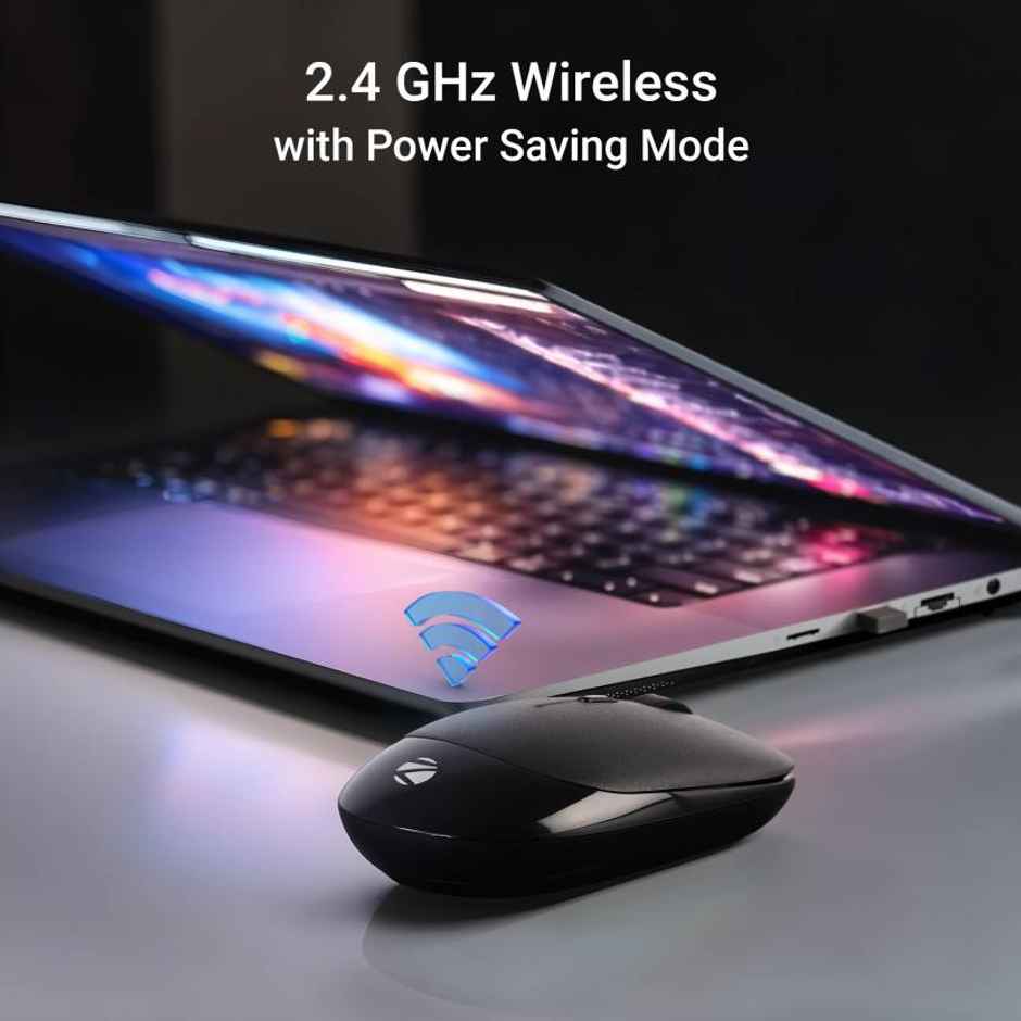 Zebronics Leopard Wireless Mouse, 2.4GHz, 1600 DPI, Silent Click, Mac, Laptop, Computer | Black