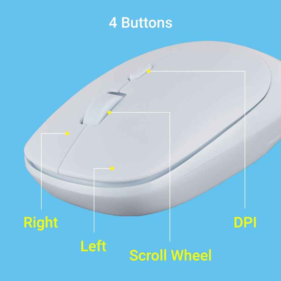 Zebronics Leopard Wireless Mouse, 2.4GHz, 1600 DPI, Silent Click, Mac, Laptop, Computer - Blue