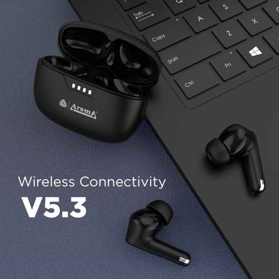 Aroma Nb138 Ascrow - 70 Hours Playback | TWS | Fast Charging | ANC With 32Db Noise Cancellation | Black