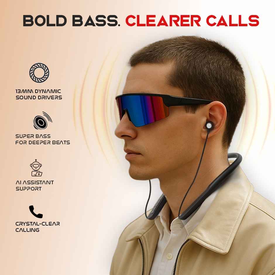 SnapUp Musique Basspro Bluetooth Wireless Neckband - Deep Black