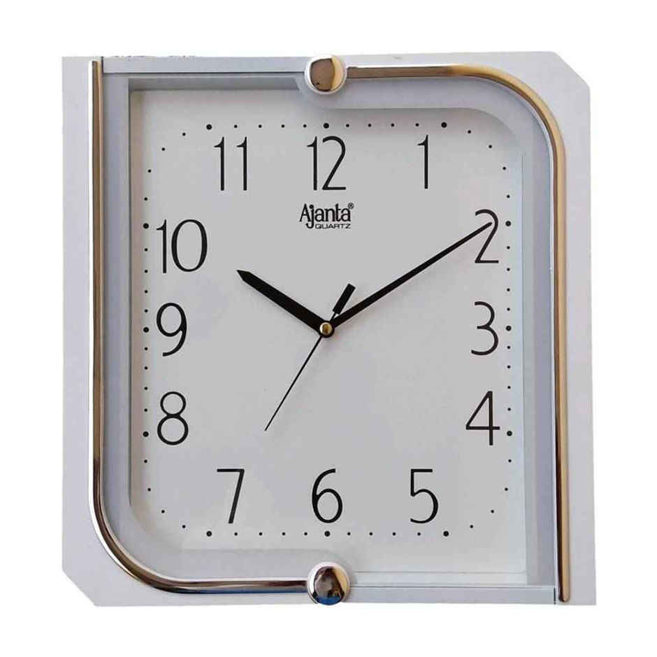 Ajanta Analog 27 cm x 26 cm Wall Clock | White | With Glass | Standard