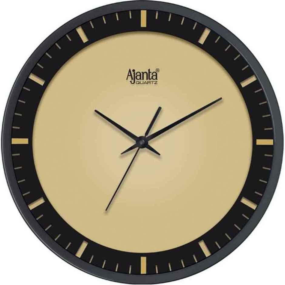 Ajanta Analog 30 cm x 29 cm Wall Clock | Gold | With Glass | Standard