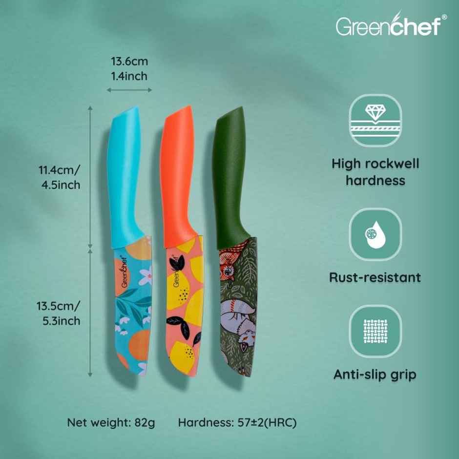 Greenchef 3 Pc Stainless Steel Knife Ss Elite Flora
