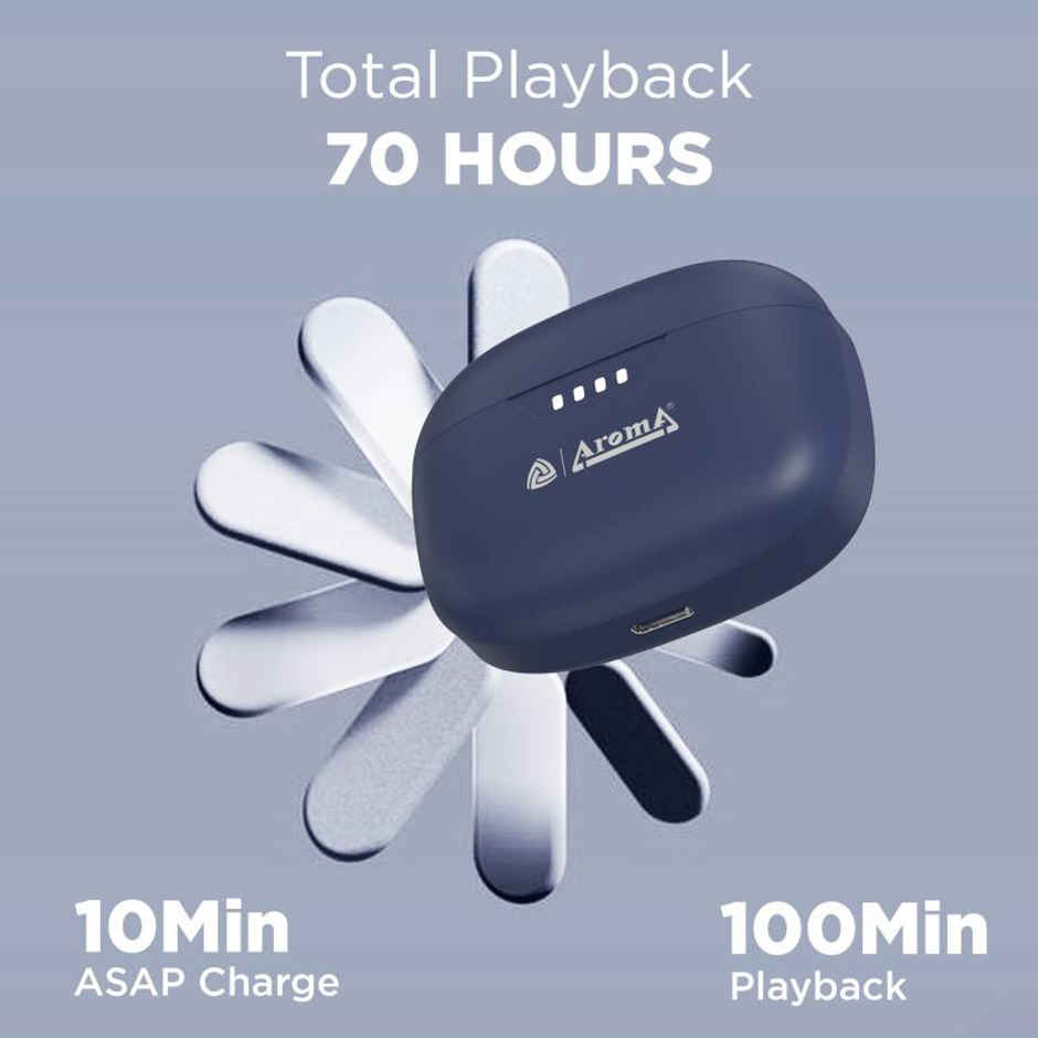 Aroma Nb138 Ascrow - 70 Hours Playback | TWS | Fast Charging | ANC With 32dB Noise Cancellation | Blue