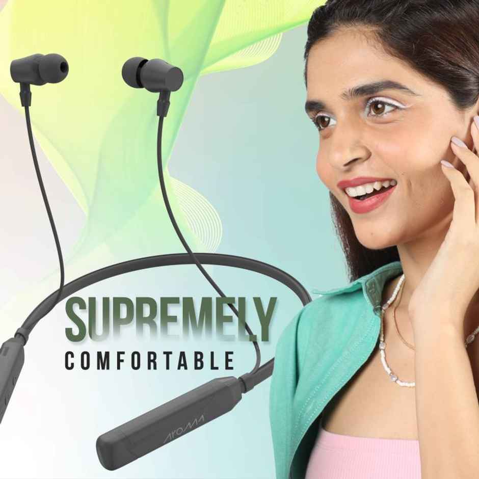 Aroma Nb119 Clear - 60 Hours Playback | Wireless Bluetooth Neckband | Fast Charging | Grey