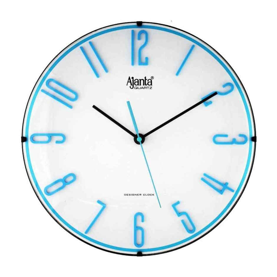 Ajanta Analog 30 cm x 30 cm Wall Clock | Blue | With Glass | Standard