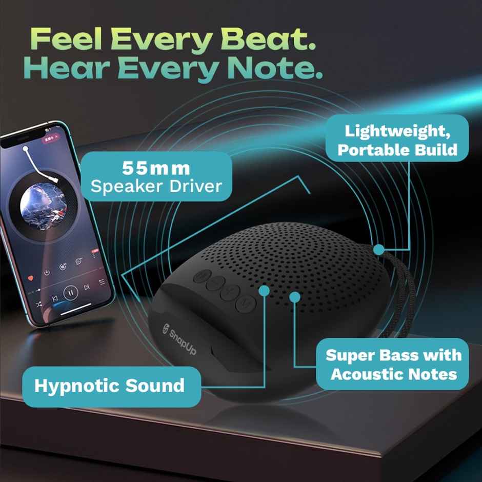SnapUp Groove S20 Portable Bluetooth Speaker - Onyx
