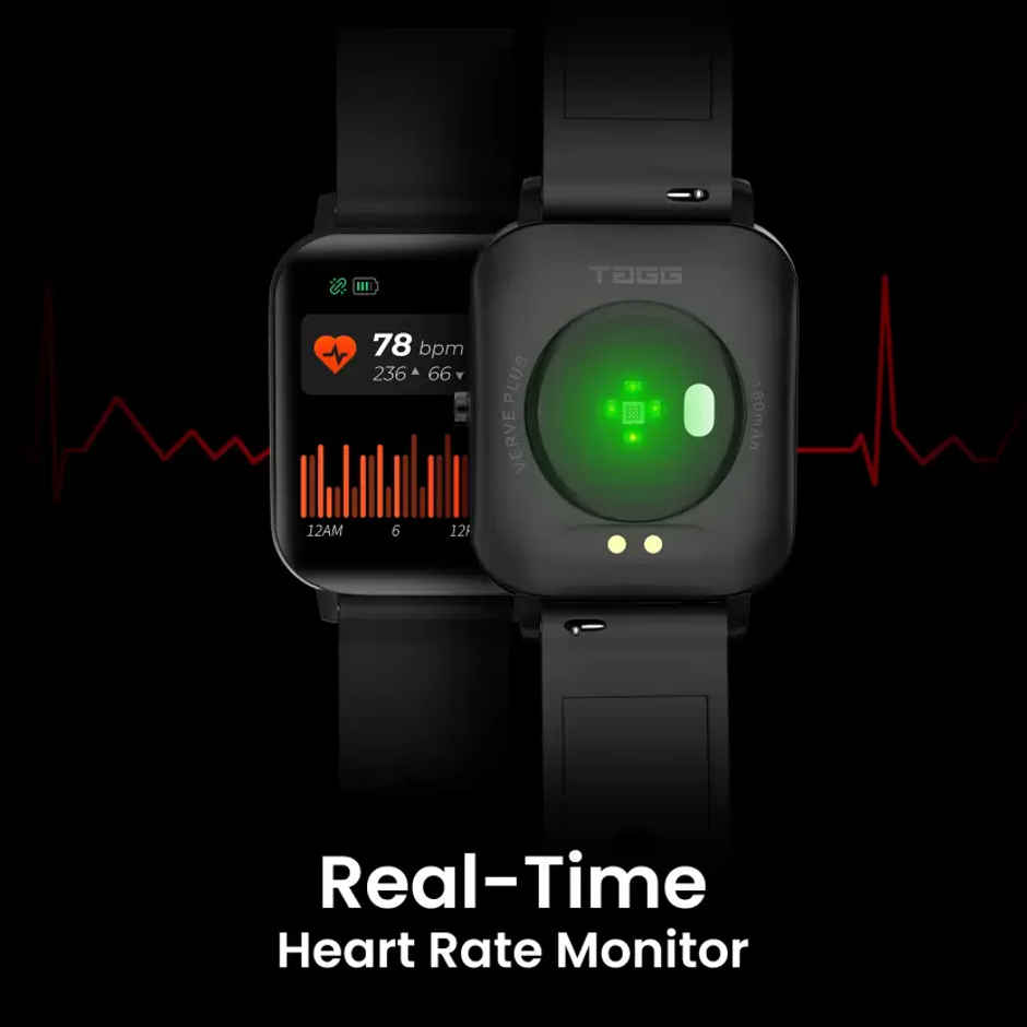 TAGG Verve Plus Smartwatch - 1.69" Display | SpO2 Monitor - Black