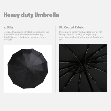 Citizen 3 Fold 23.5 Inch Black Auto Open Close Umbrella with Glass Handle