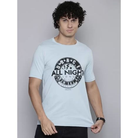 Smartees Men's Printed T-shirt | Sky Blue - L