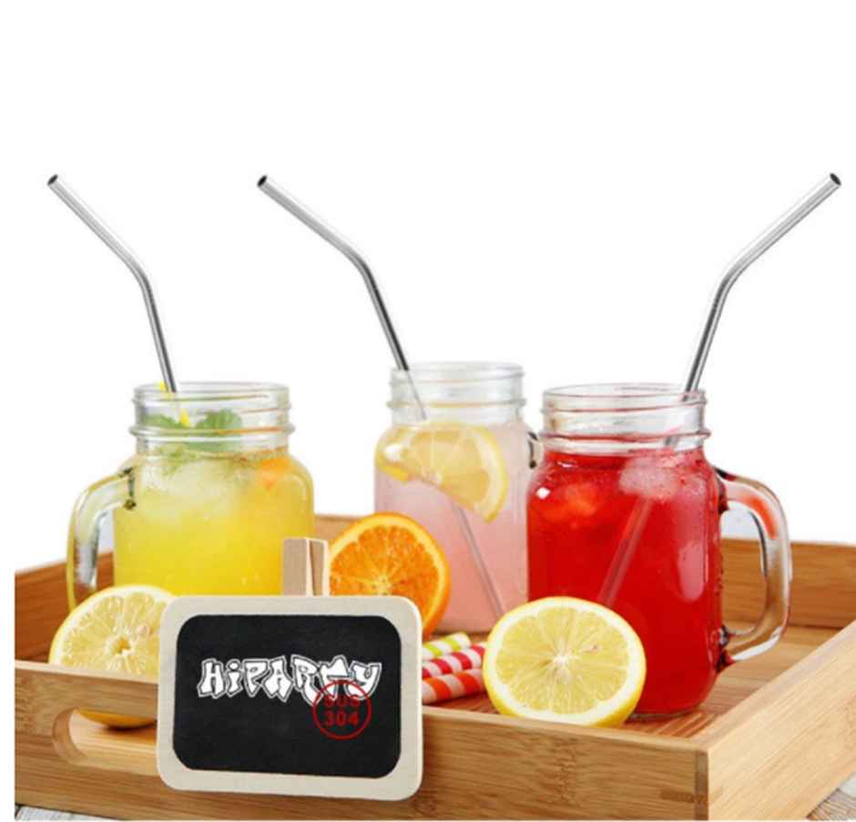 New Dawn Set of 8 SS 304 Stainless Steel Straw Food Grade Reusable with Straw Cleaning Brush