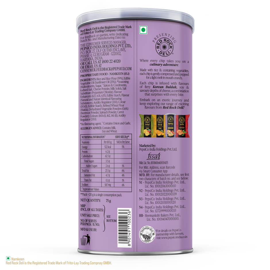 Red Rock Deli Cheese & Korean Buldak Flavour Chips