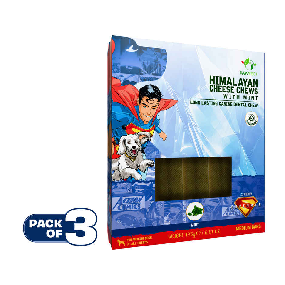 Pawfect Himalayan Cheese Chews with Mint for Medium Dogs - Removes Plaque & Tartar