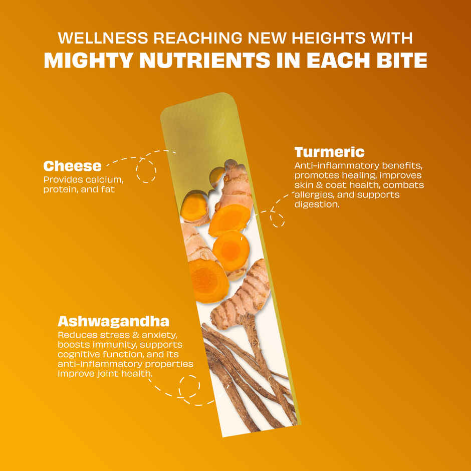 Pawfect Himalayan Cheese Chews with Turmeric & Ashwagandha for Medium Dogs