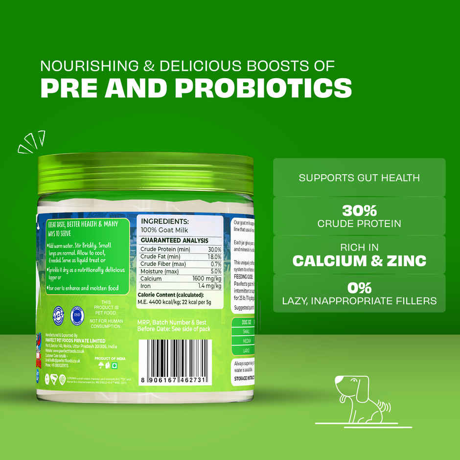 Pawfect Nature's Sip 100% Natural Goat Milk Powder for Dogs & Puppies