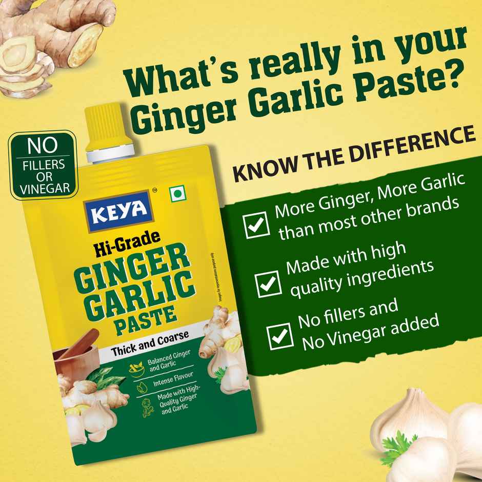Keya Hi-Grade Ginger Garlic Paste | Balanced Ginger Garlic with Intense Flavour