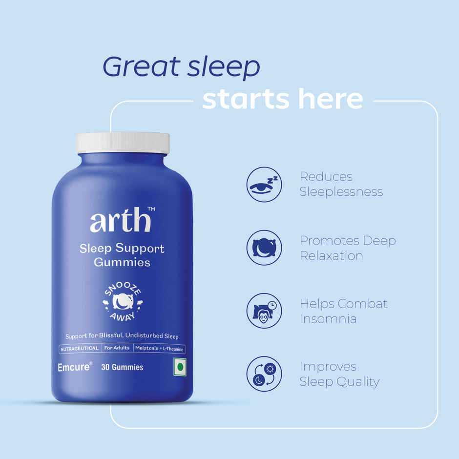 Arth By Emcure Melatonin Gummies | Sleep Gummies (Cranberry) with L-Theanine & Chamomile