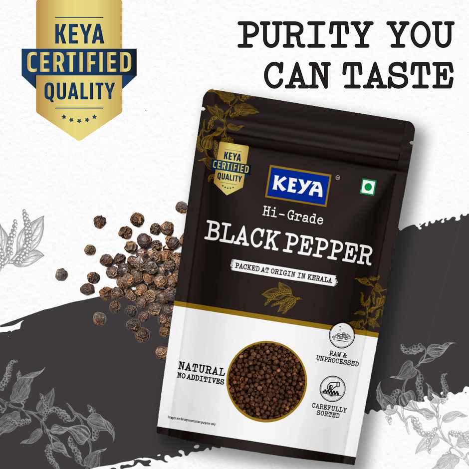 Keya Hi-Grade Black Pepper Whole | Kali Mirch | Natural | No Additives