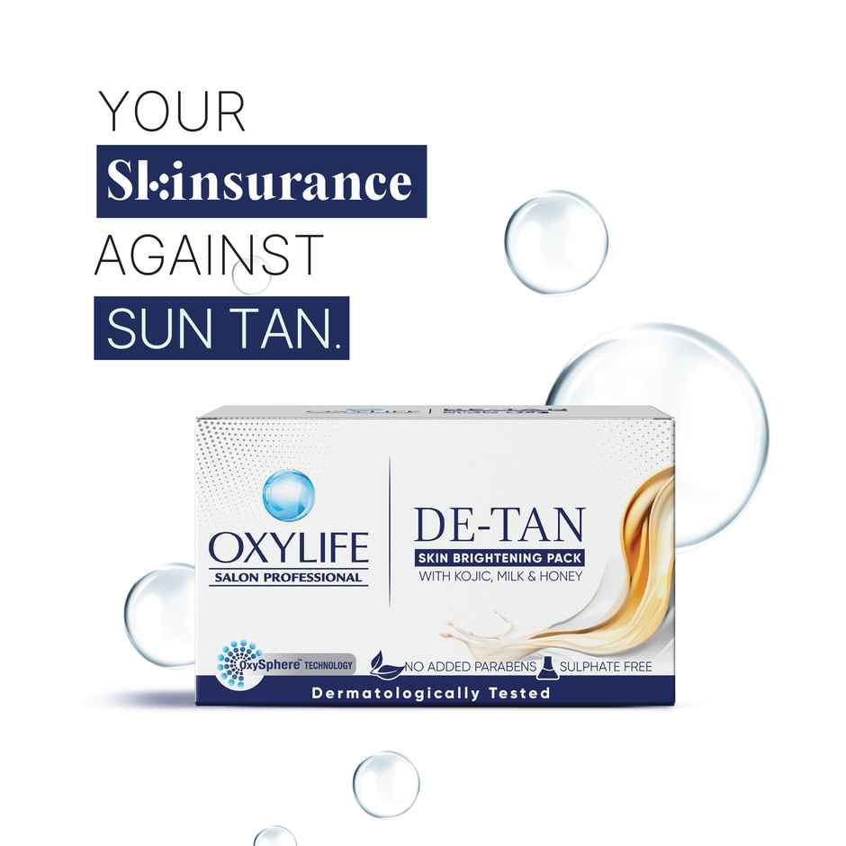 OxyLife Salon Professional De-Tan Face Pack | With Kojic Acid, Milk & Honey