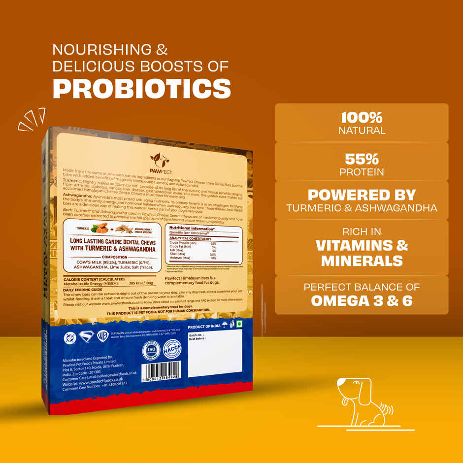 Pawfect Himalayan Cheese Chews with Turmeric & Ashwagandha for Medium Dogs