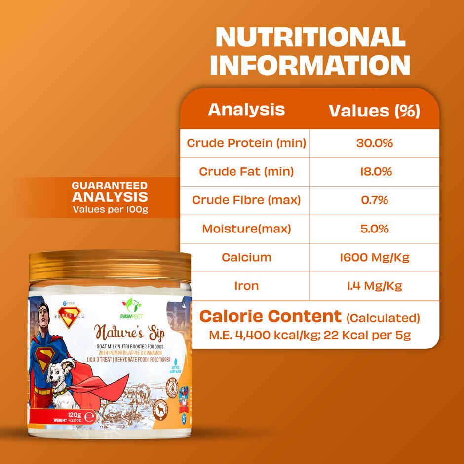 Pawfect Nature's Sip Sip Goat Milk Powder with Pumpkin, Apple & Cinnamon for Dogs