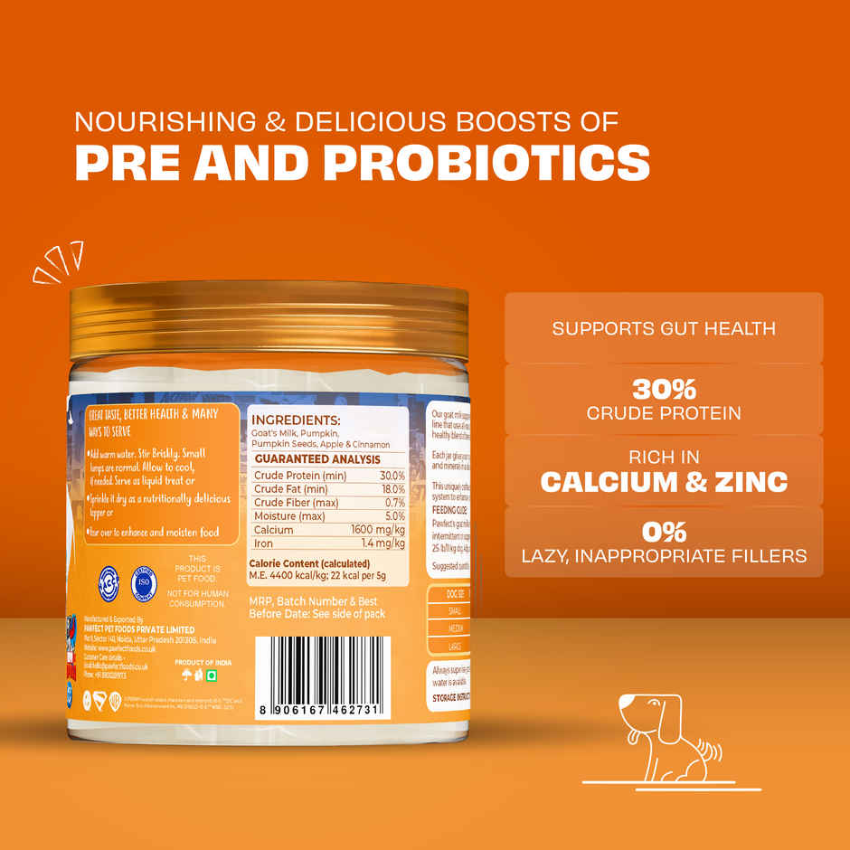 Pawfect Nature's Sip Sip Goat Milk Powder with Pumpkin, Apple & Cinnamon for Dogs