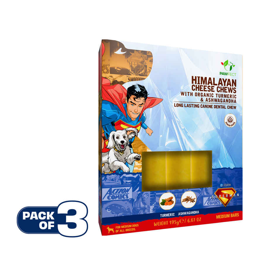 Pawfect Himalayan Cheese Chews with Turmeric & Ashwagandha for Medium Dogs