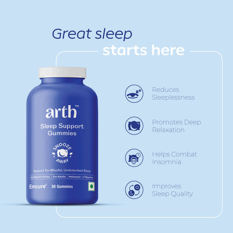Arth By Emcure Melatonin Gummies | Sleep Gummies (Cranberry) with L-Theanine & Chamomile