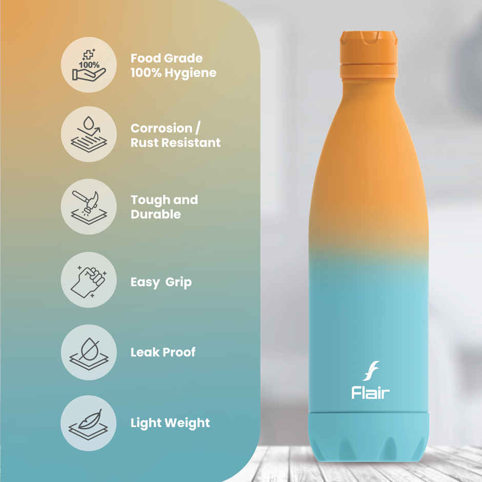 Flair Pop Insulated Steel Bottle 750Ml | Sunset Orange & Blue | Double | Walled Vacuum Flask