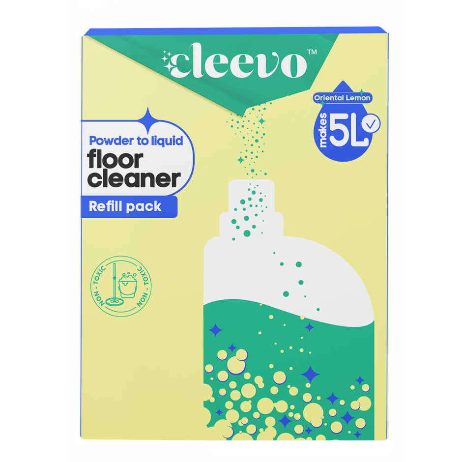 Cleevo Natural Floor Cleaner Refill Pack Non-Toxic Eco-Friendly Powder To Liquid Lemon(5l) & Gebi Sparkle Plus Extendable Handle/ Stick Rod With Microfiber Refill For Spin Mop(1pc) Combo
