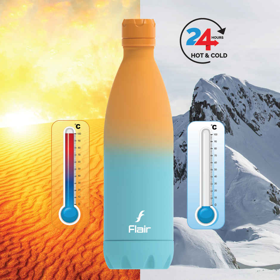Flair Pop Insulated Steel Bottle 750Ml | Sunset Orange & Blue | Double | Walled Vacuum Flask