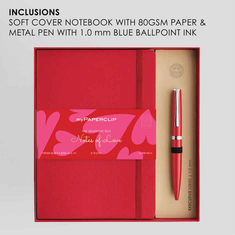 myPAPERCLIP Valentines Day Combo Notebook and Pen Red