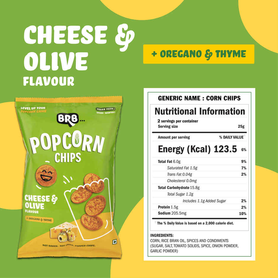 Brb Popcorn Chips - Cheese & Olive Flavour