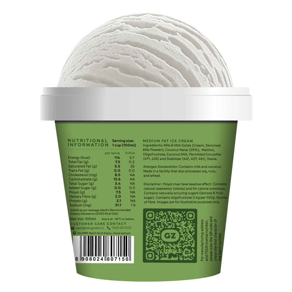 Go Zero Tender Coconut Guilt Free Ice Cream Cup