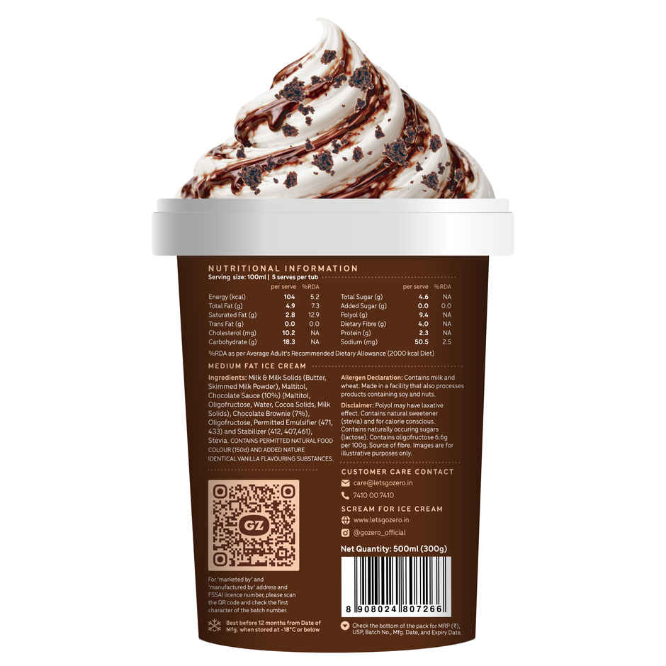 Go Zero Choco Brownie Sundae Guilt Free Ice Cream Tub