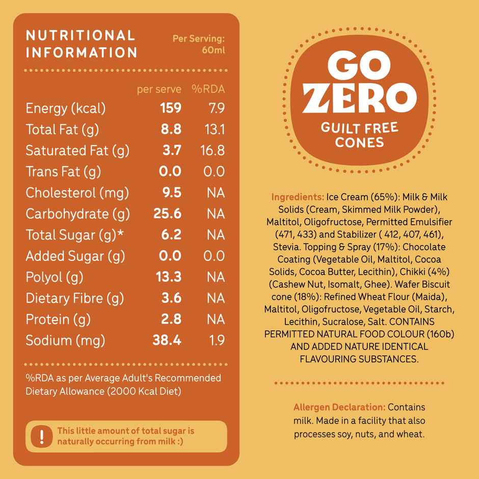 Go Zero Butterscotch Caramel Guilt Free Ice Cream Cone