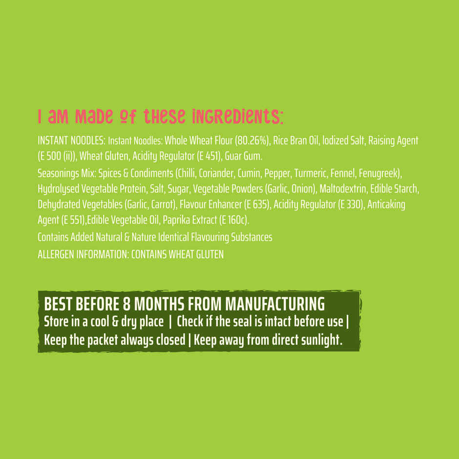 WickedGud Whole Wheat Masala Noodles | No Maida | No Palm Oil | Source of Protein